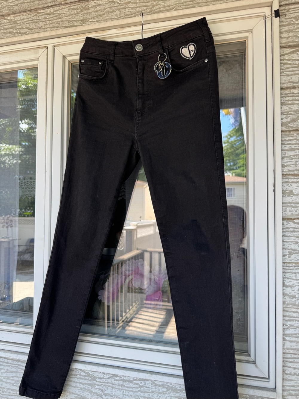 Dior charcoal black heart patch denium jeans unworn without tags